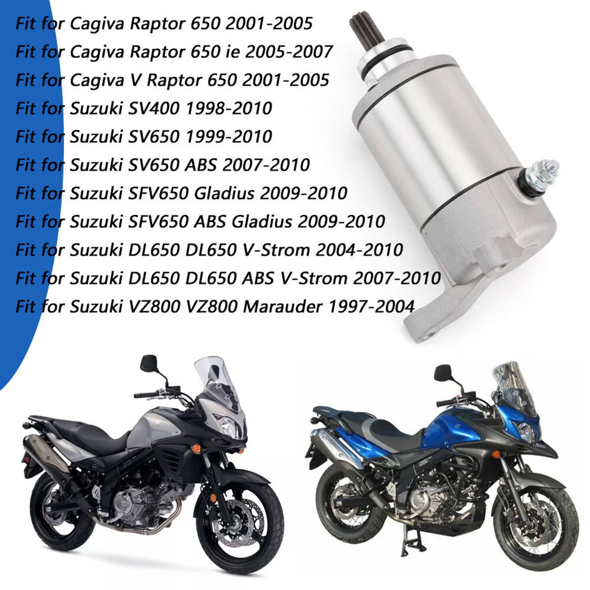 Solidspare Starter for Suzuki SV650 1999-2023 / V-strom DL650 2004-2024 Repl#31100-19F00