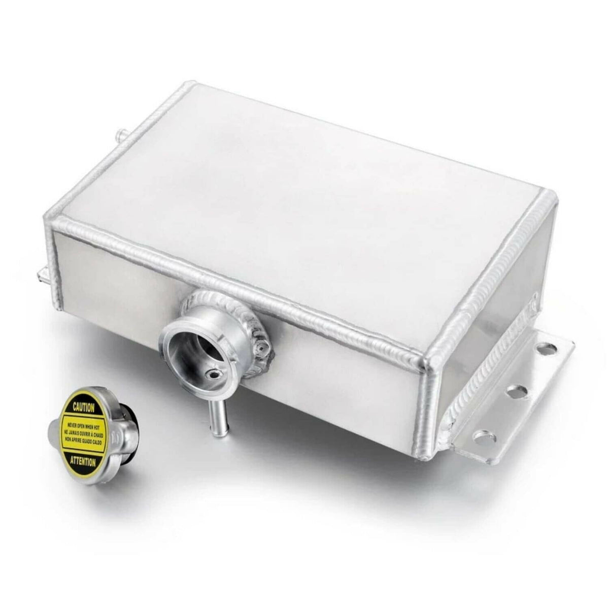 Solidspare Silver Radiator Coolant Overflow Water Tank Expansion Reservoir Bottle Aluminum
