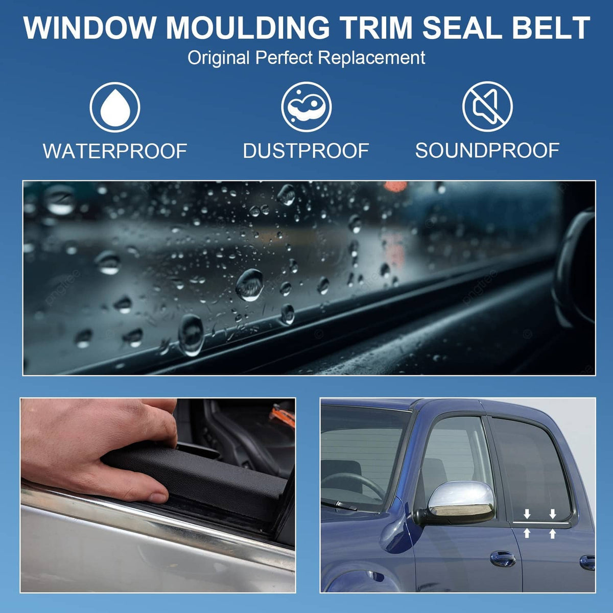 Solidspare Window Moulding Weatherstrip Seal Belt 4× For Toyota Tundra Double Cab 2000-2006