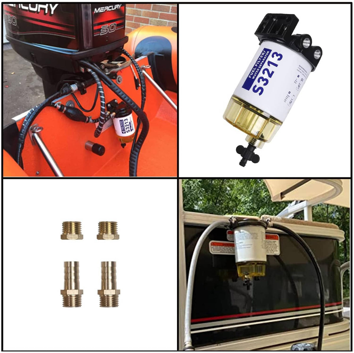 Solidspare S3213 3/8" NPT Fuel Filter / Water Separator System Fit Marine outboard Motor
