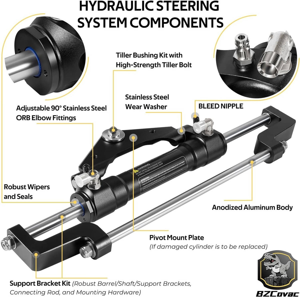 Solidspare HC5345-3 Marine Rotary 300HP Hydraulic Steering Cylinder Outboard Steering Pump