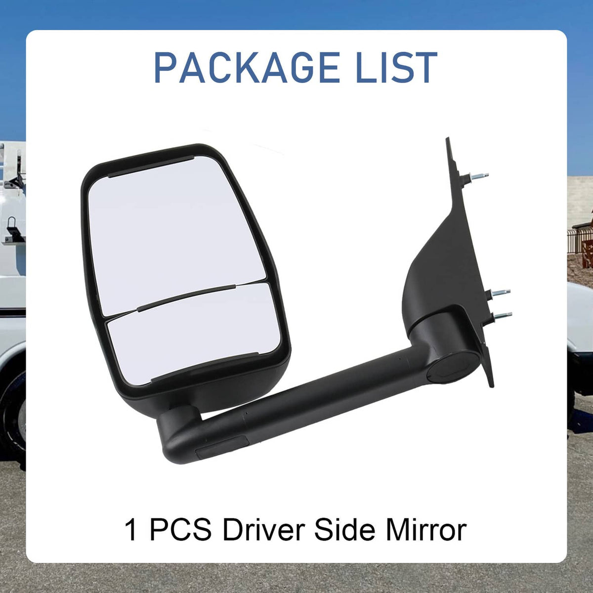 Solidspare LH + RH Pair Manual Tow Mirrors For 2003-2017 Chevy Express Savana Van Smooth