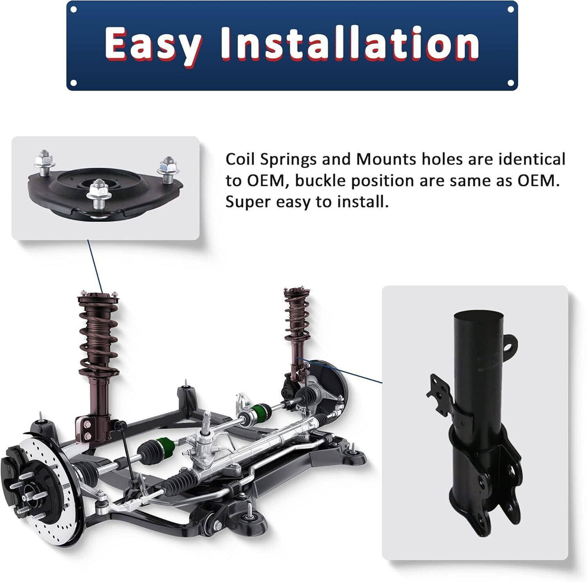 Solidspare Set Front Complete Struts Shocks & Coil Springs For 2010-2015 Toyota Prius 1.8L
