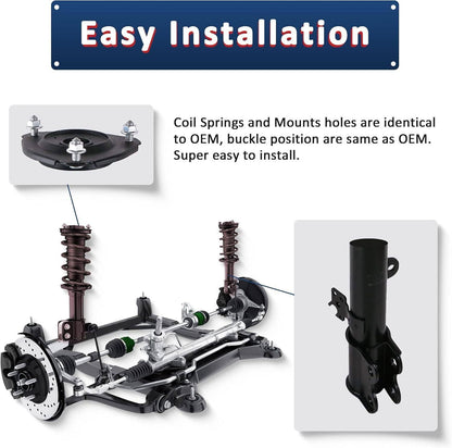 Solidspare Set Front Complete Struts Shocks & Coil Springs For 2010-2015 Toyota Prius 1.8L