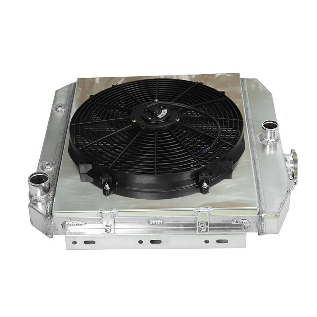 Solidspare For 1955-1957 Chevy Block V8 Bel Air 3 Row Aluminum Radiator+Fan Shroud+Relay