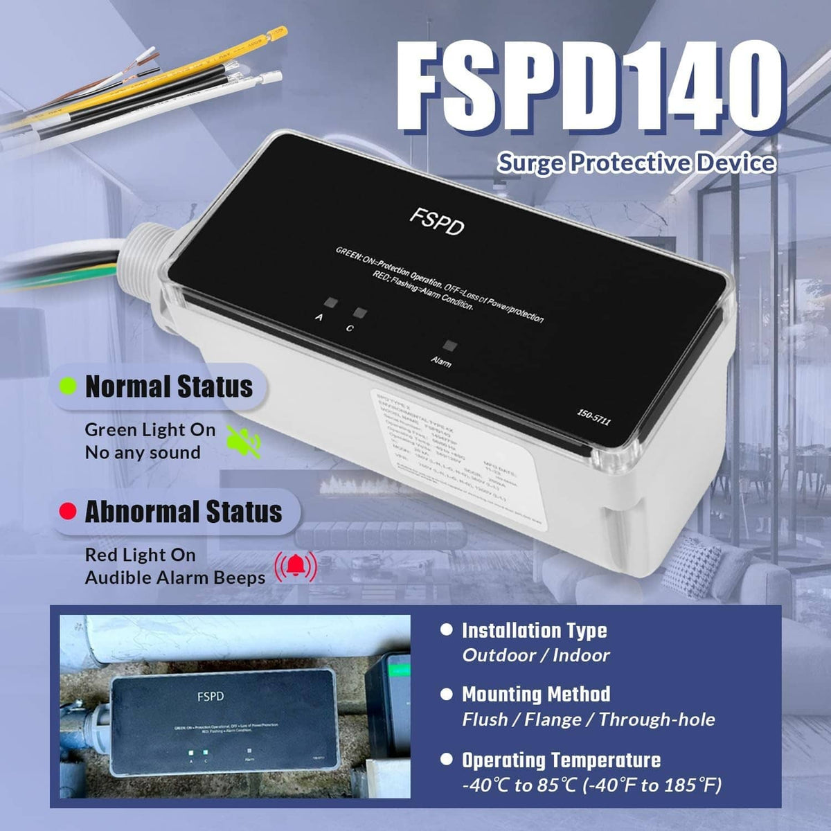 Solidspare Replace for FSPD140 Surge Protection Device, Level 2 Rated for 140,000 Amps