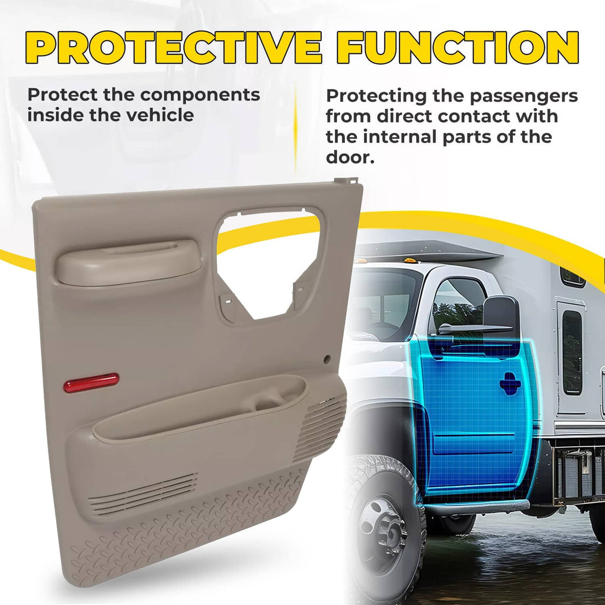 Solid Spare For GMC Topkick/ Chevrolet Kodiak Front Driver Interior Door Trim Panel Neutral