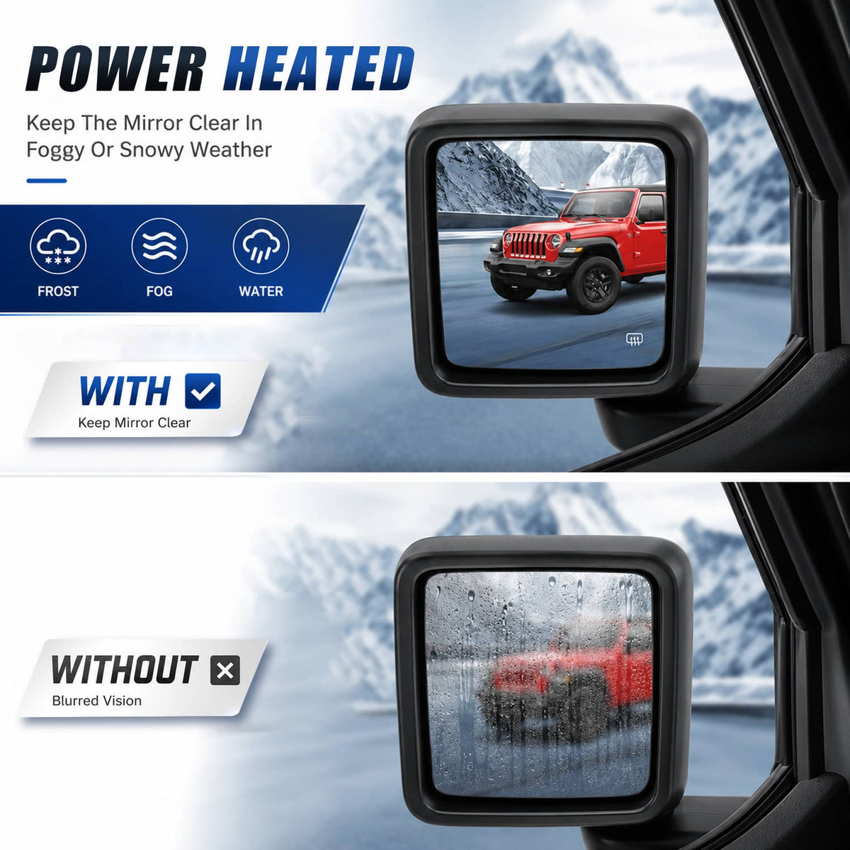 Solidspare Left & Right Power Heated Mirror Set for 2018-2024 Jeep Gladiator Wrangler JL