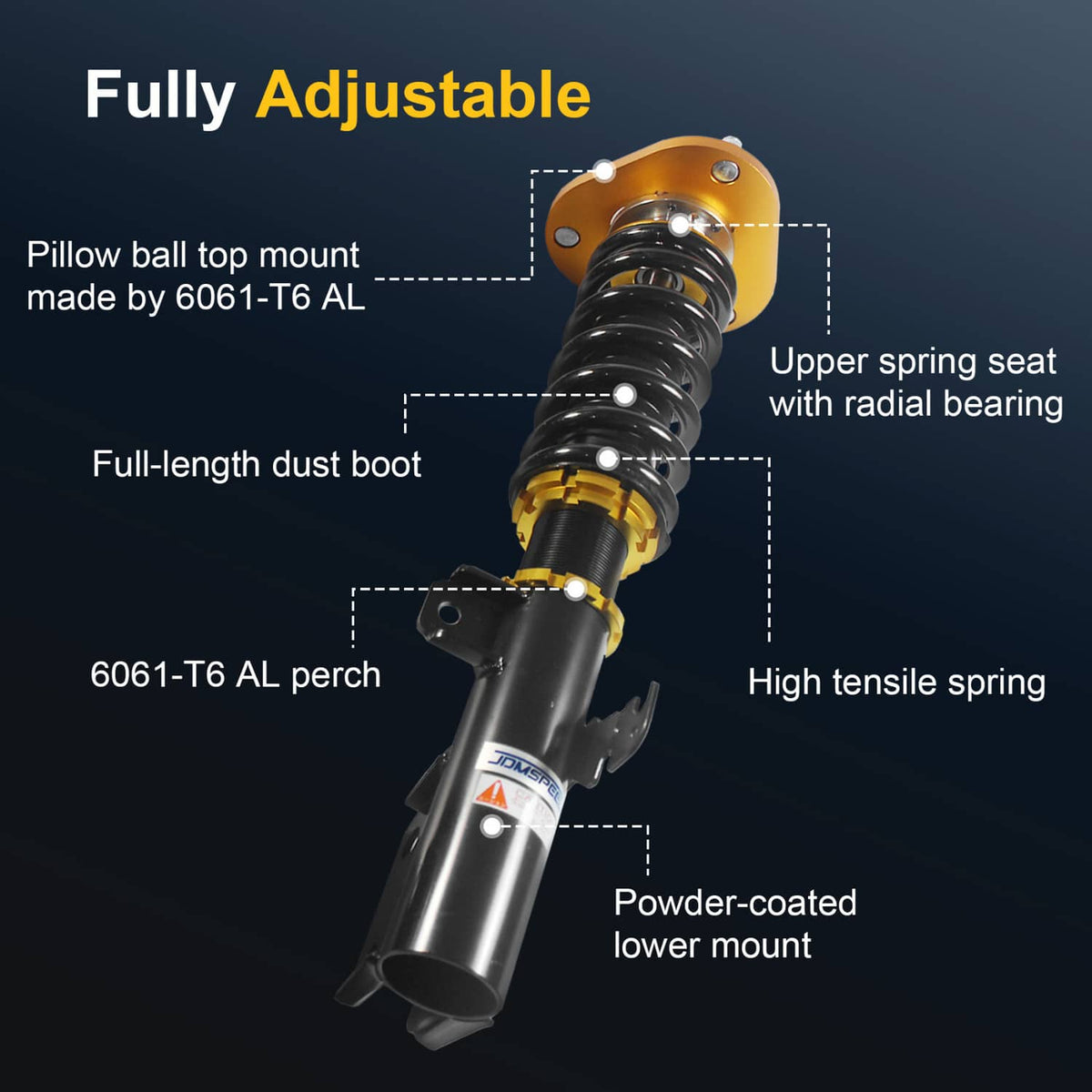 Solidspare Full Coilover Struts Coils Shocks Suspension Kit For 05-10 Scion tC Adj. Height
