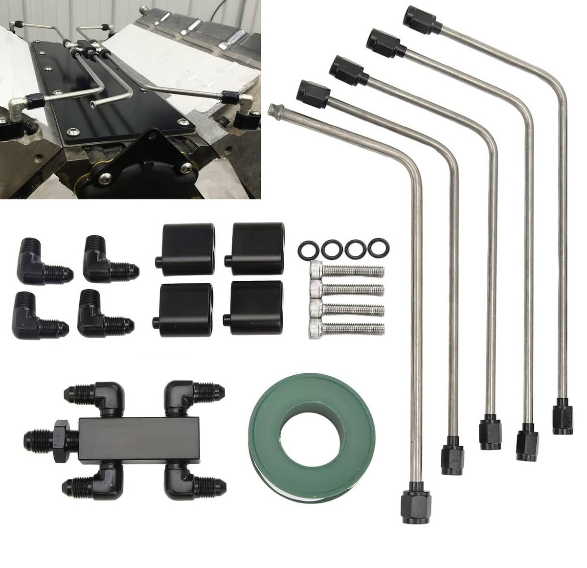 Solidspare Stainless Steel Complete Coolant Crossover Steam Vent Kit Parts For LS1 LS2 LS3