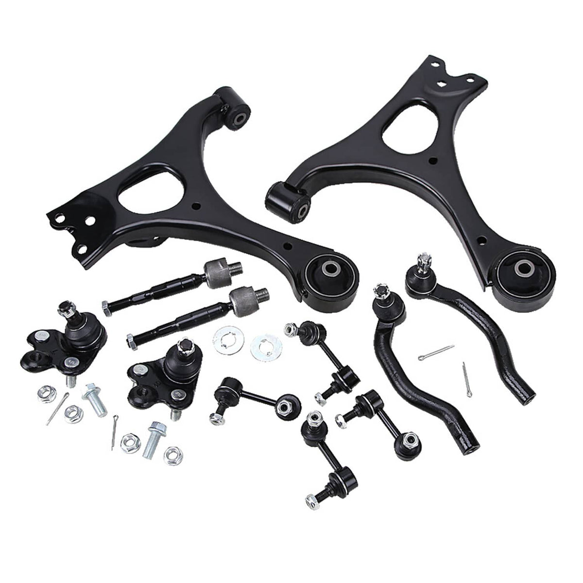 Solidspare Front Lower Control Arms Ball Joint Sway Bars Tie Rods For 2006-11 Honda Civic