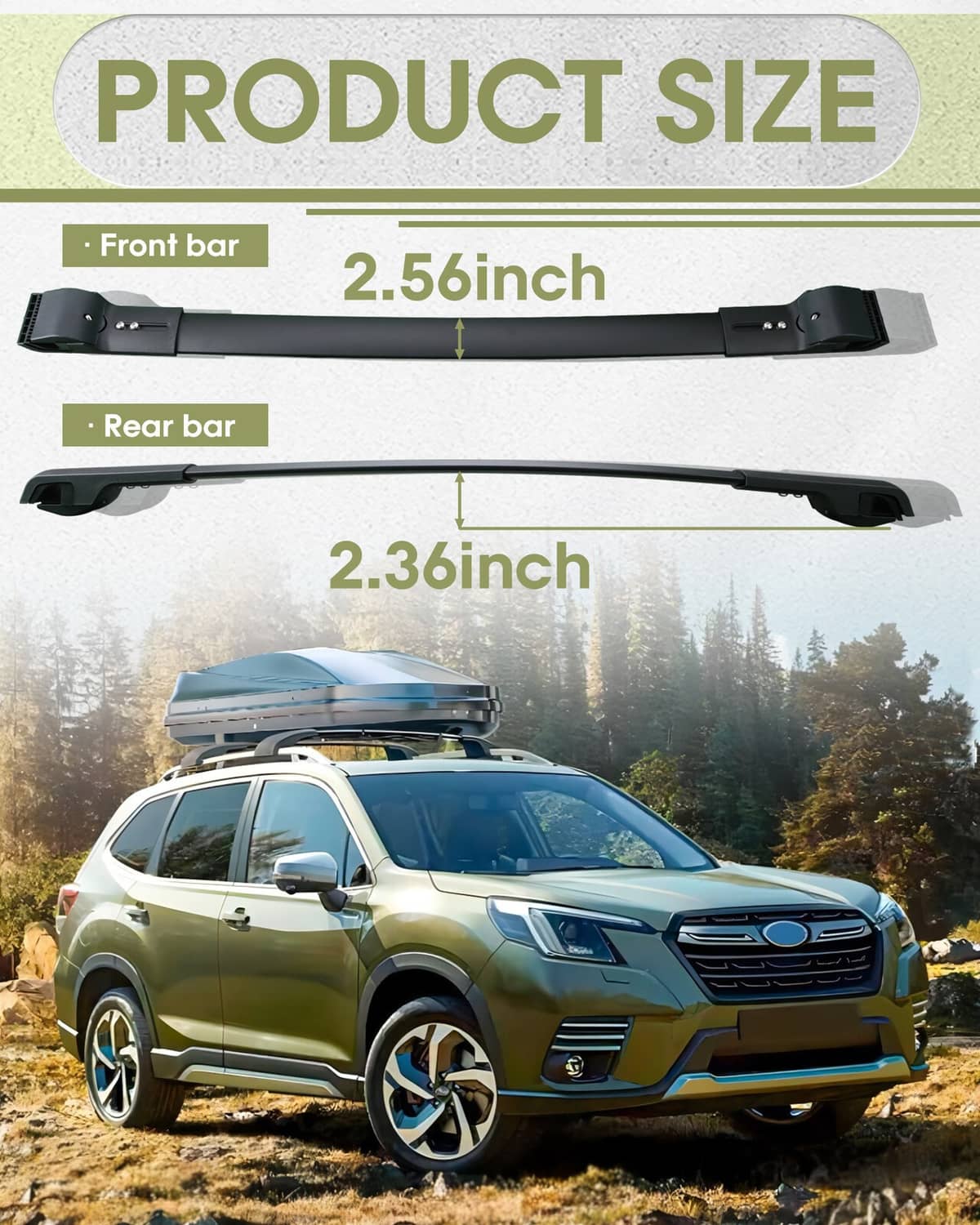 Solidspare Pair Black Aluminum Cross Bars Roof Racks Rail Fit for 2014-2024 Subaru Forester
