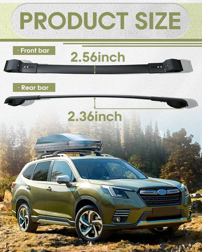 Solidspare Pair Black Aluminum Cross Bars Roof Racks Rail Fit for 2014-2024 Subaru Forester