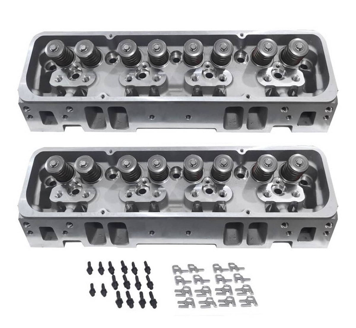 Solidspare 2x Complete Aluminum Cylinder Heads For SBC Chevy 350 190cc 64cc 2.02/1.60 Angle