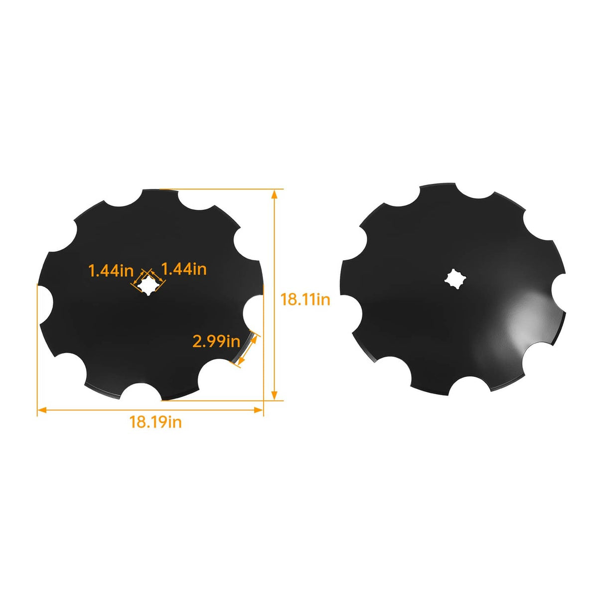 Solidspare 2X 18" Disc Harrow 3.5MM Notched  Heavy-Duty Steel For 1" / 1-1/8" Square Axle