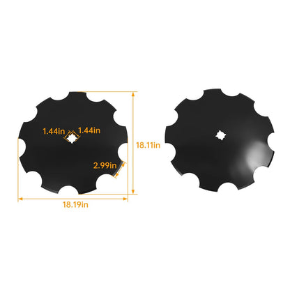 Solidspare 2X 18" Disc Harrow 3.5MM Notched  Heavy-Duty Steel For 1" / 1-1/8" Square Axle