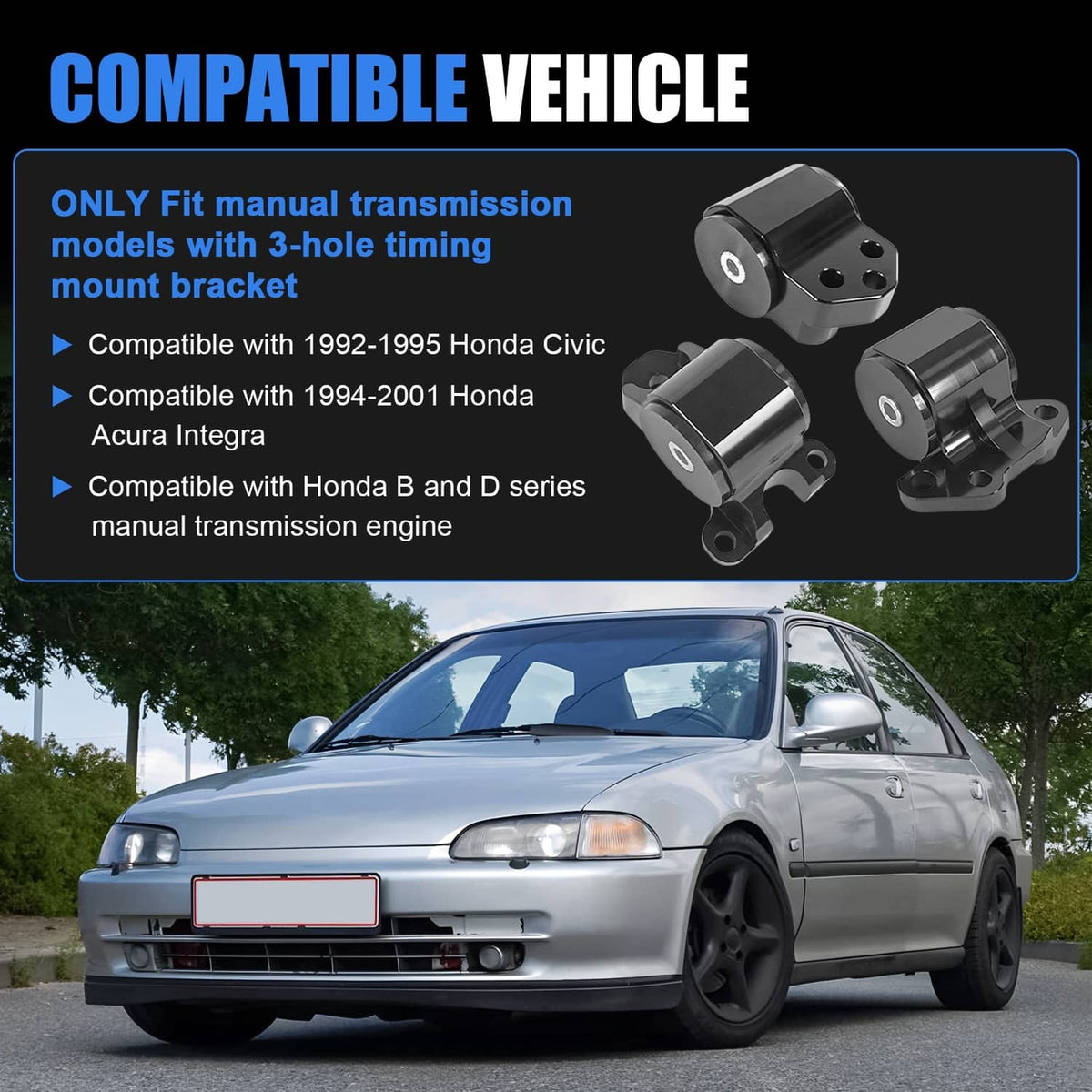 Solidspare For Honda Civic 1992-1995 EG D & B Series Engine Motor Mount Conversion Swap Kit