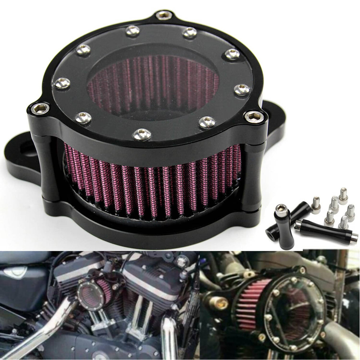 Solidspare Lucency Air Cleaner Intake Filter Systems For Harley Sportster XL 883 1200 04-17