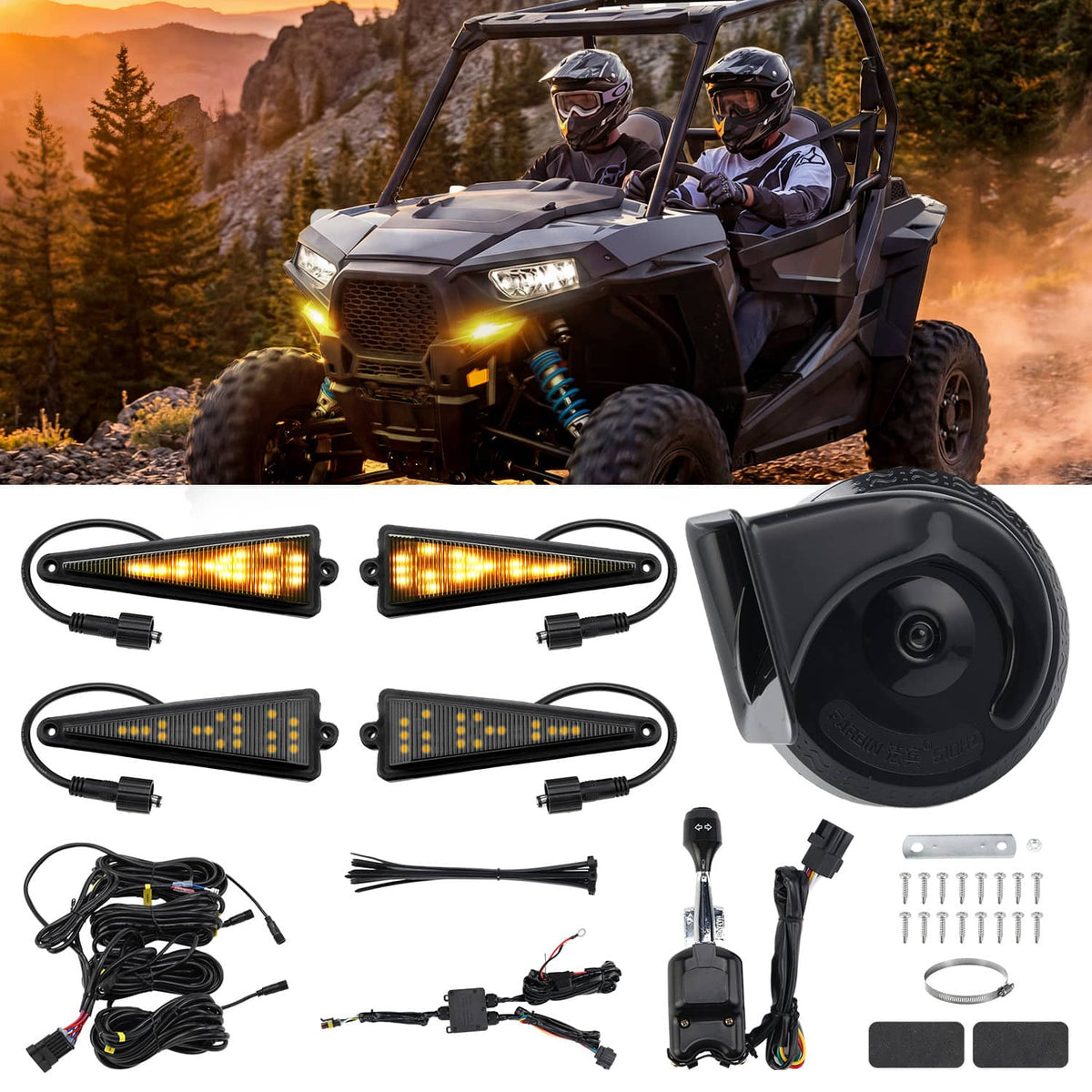 Solidspare Plug & Play  UTV Turn Signal Kit w/ 105dB Horn For 2011-24 Can-Am Maverick Max