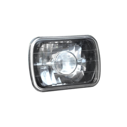Pair 7" 7x6 inch Square Glass Lens Diamond Cut Headlights Lamp
