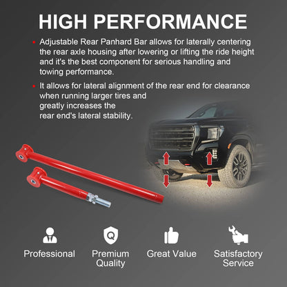 Solidspare Adjustable Rear Panhard Track Bar For 2000-2006 GMC Chevy SUVs Suburban 2500 Red