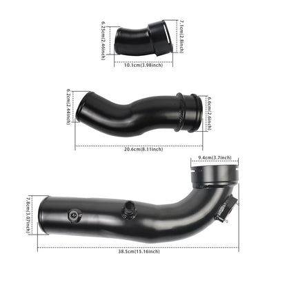 Solidspare Black For BMW 3.0L N55 535i 640i 740i F10 F12 F13 Charge Pipe & Boost Pipe Kit