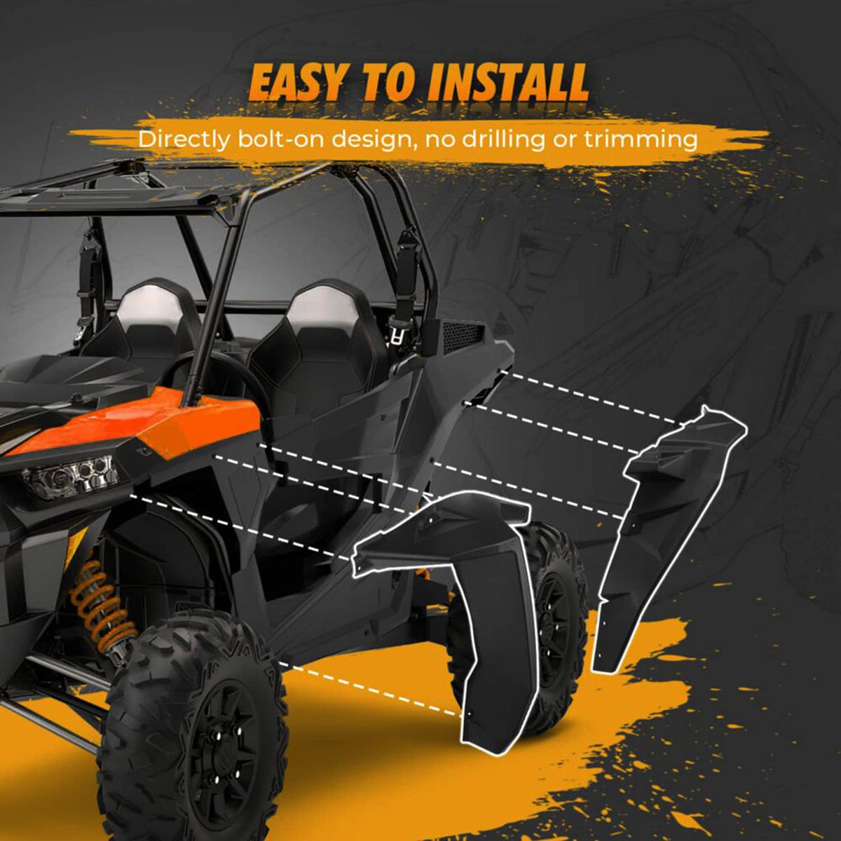 Solidspare 8.5" XXL Front Full Mud Flaps for 2014-2023 RZR XP 1000 /TURBO /XP 4 1000/900 S