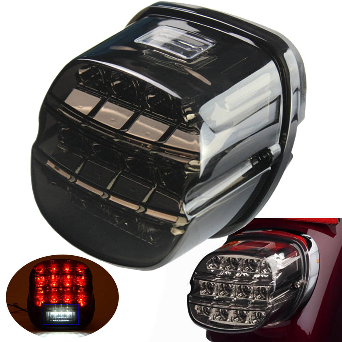 Solidspare Led Rear Tail Light Brake Smoke for Harley Touring Glide Dyna Softail Sportster