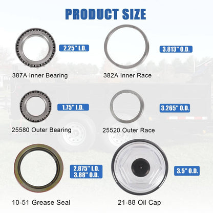Solidspare Trailer Bearing Kit For Dexter 10K GD 10-51 Seal Axle After 2009 9-123 8-415