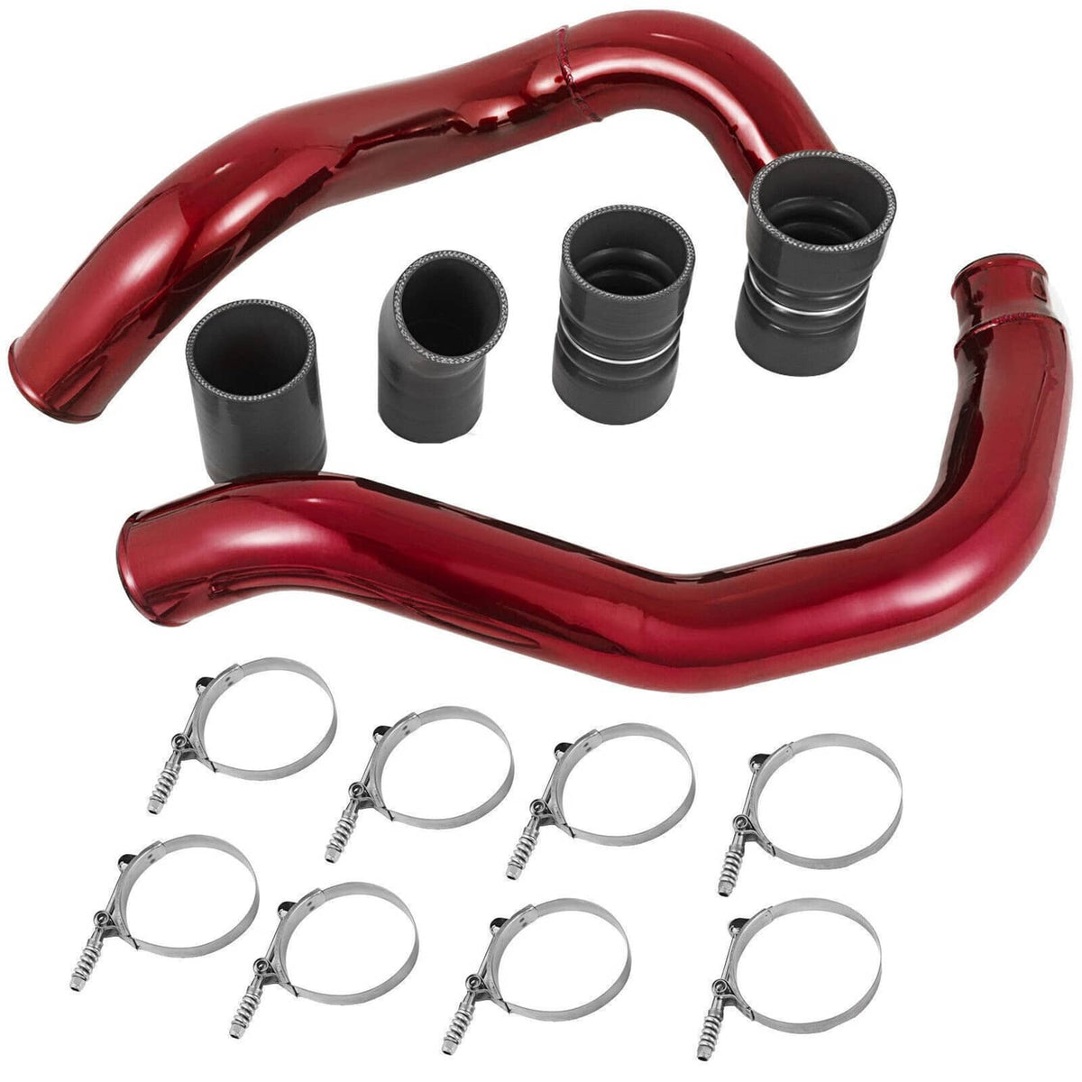 Solidspare Red Turbo Intercooler Pipe Boot Kit CAC Tubes for 2003-07 Ford 6.0L Powerstroke
