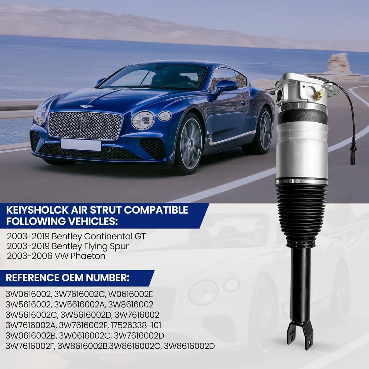 Solidspare Pair Rear Air Suspension Shock Struts For 04-18Bentley Continental Flying Spur