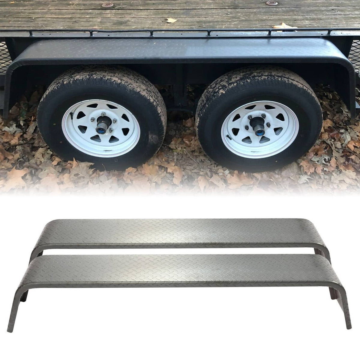 Solidspare 10-1/4"x72-7/8"x13" 2pcs Steel Diamond Tread Plate Tandem Axle Trailer Fenders