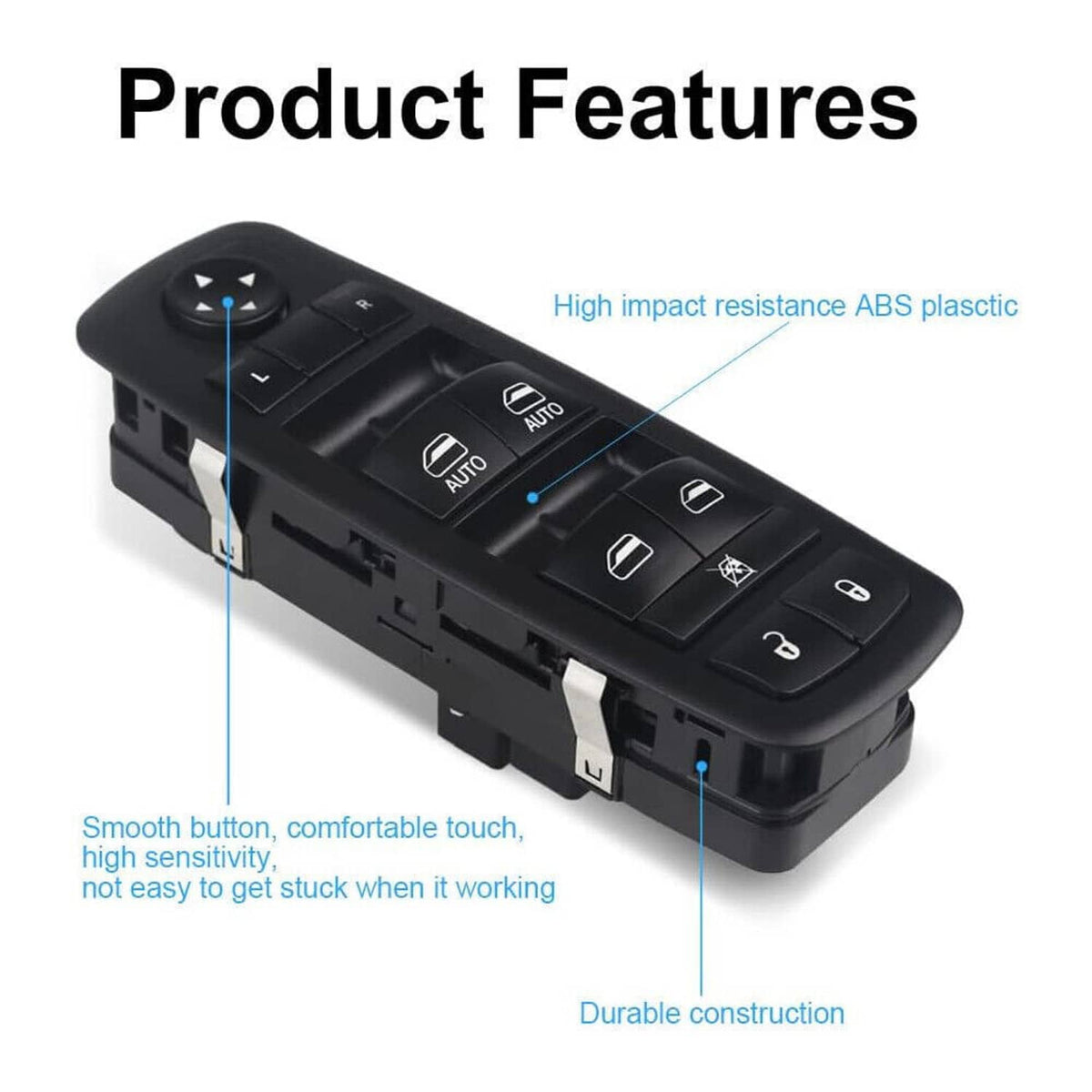 Solidspare Black Front Driver Side Window Switch 56046823AE For 2016-2018 Ram 1500 2500