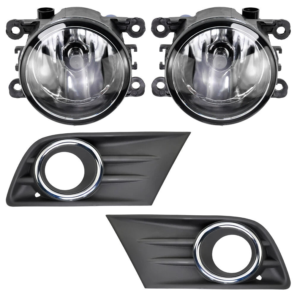Right+Left Fog Light W/Cover & Chrome Trim For Honda Pilot 2012 2013 2014 2015