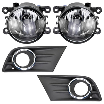 Right+Left Fog Light W/Cover & Chrome Trim For Honda Pilot 2012 2013 2014 2015