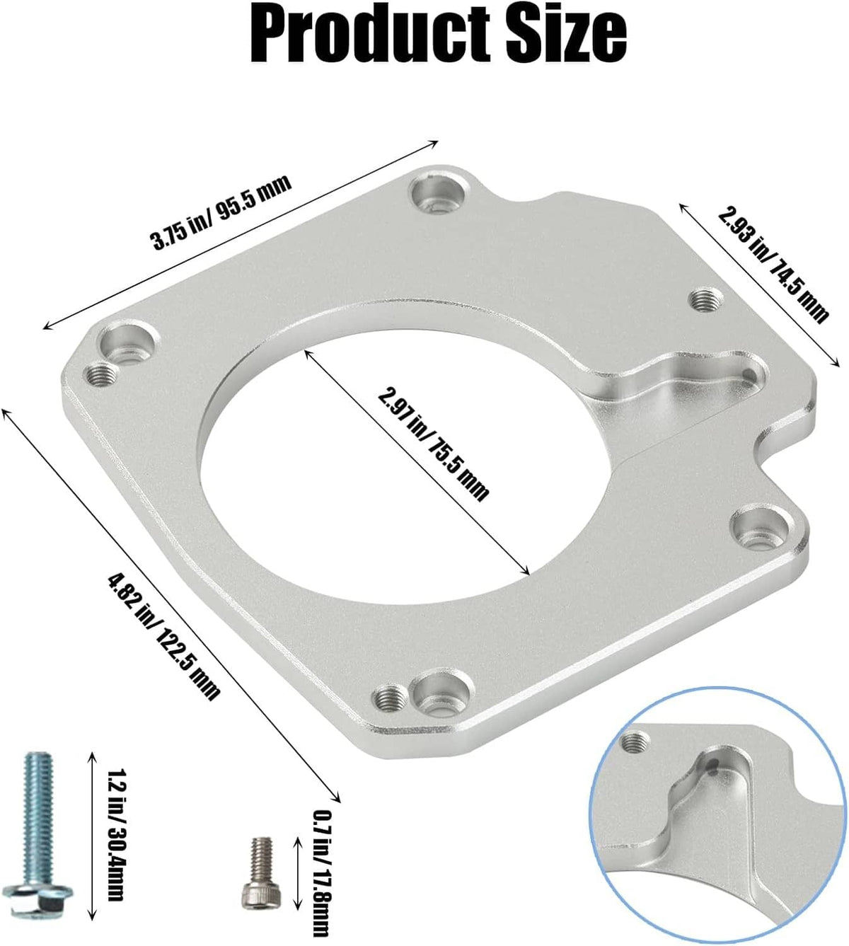 Solidspare Billet Throttle Body Adapter 4 Bolt Intake to 3 Bolt For LS2 LH6 L92 L76 LY2 LY5