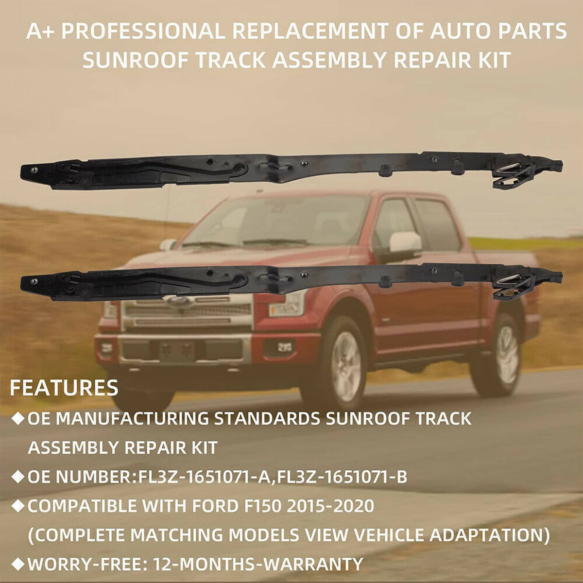 Solidspare New Sunroof Track Guide Rails Repair Kit For 2015-2020 Ford F150 FL3Z-1651071-A