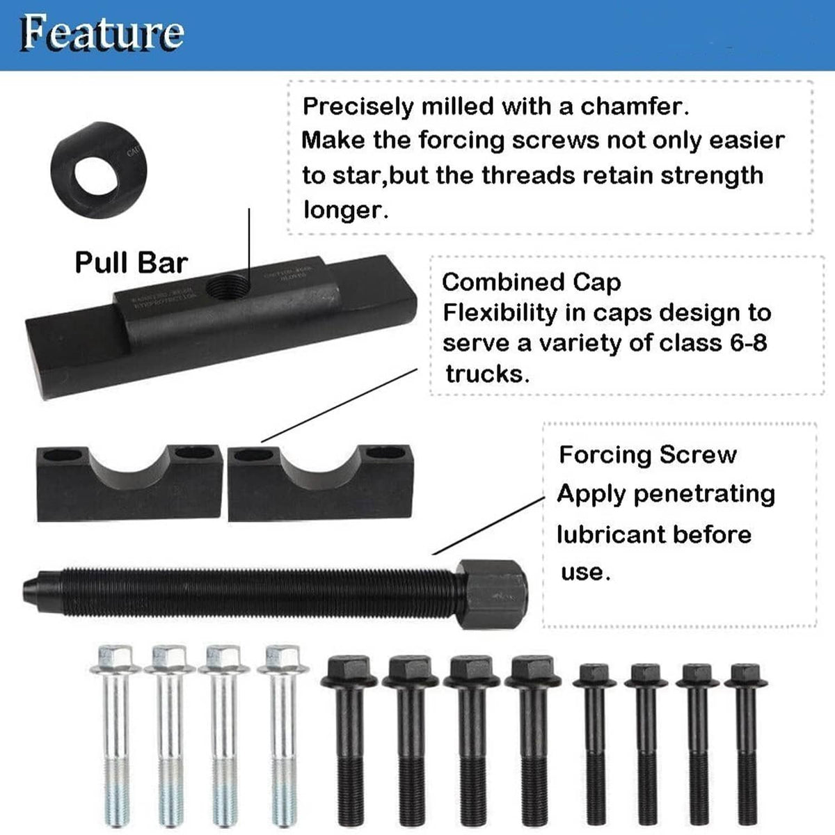 Solidspare 10803 Heavy Duty Yoke Puller Tool For Semi Trucks, Class 6-8 Trucks & Equipment