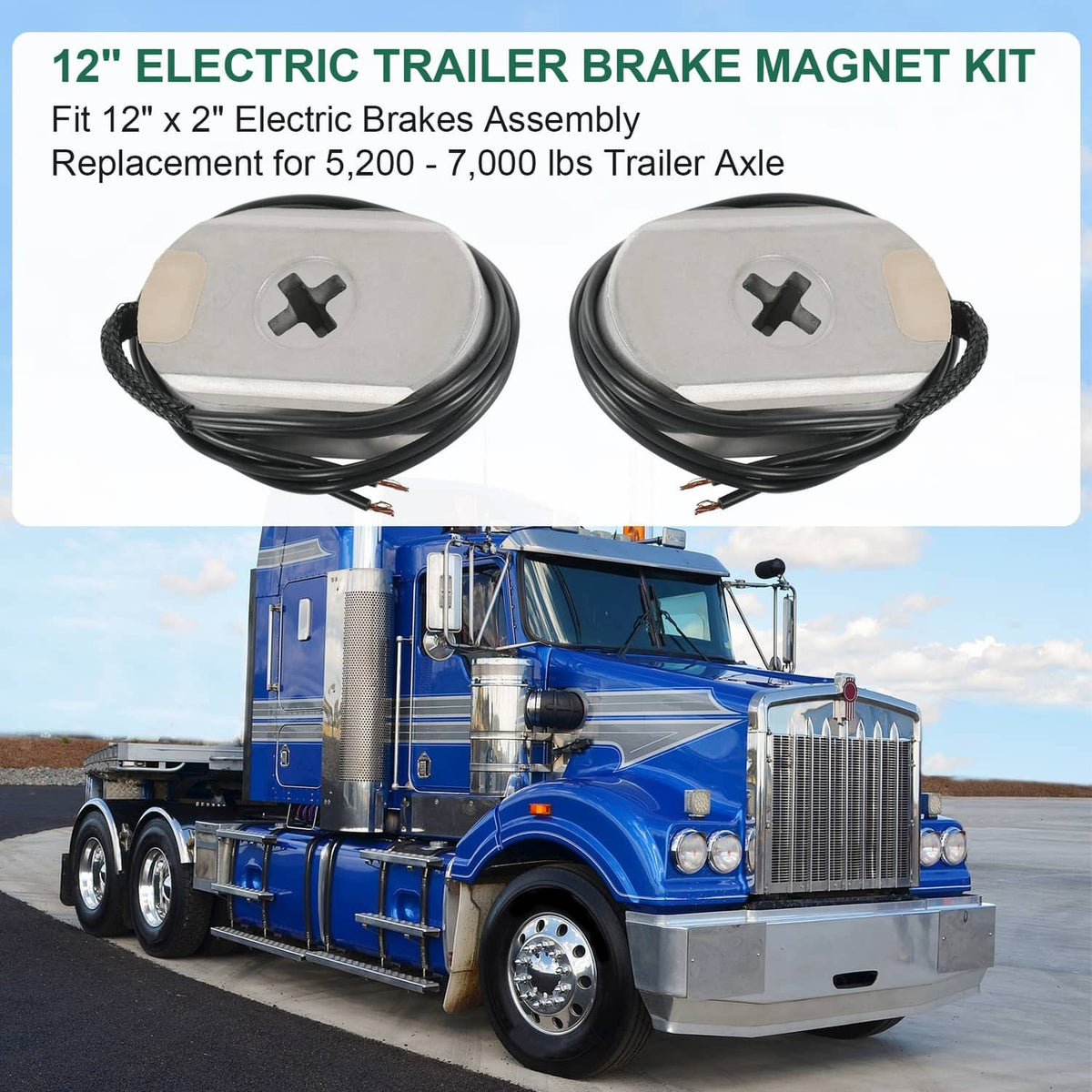 Solidspare 12" Electric Trailer Brake Magnet Kit Fits 5,200-7,000 lbs Axles 21025 2PCS