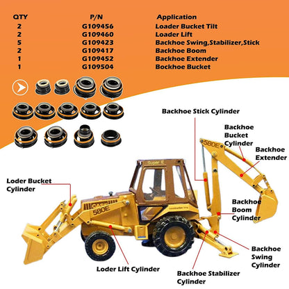Solid Spare Hydraulic Cylinder Seal Kit Fit Case 580E 580SE 580SD Backhoe Whole Machine