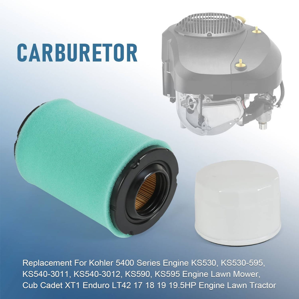 Solidspare For Cub Cadet XT1 LT42 Kohler 5400 Series 22 883 01-S1 Air Filter Oil Change Kit