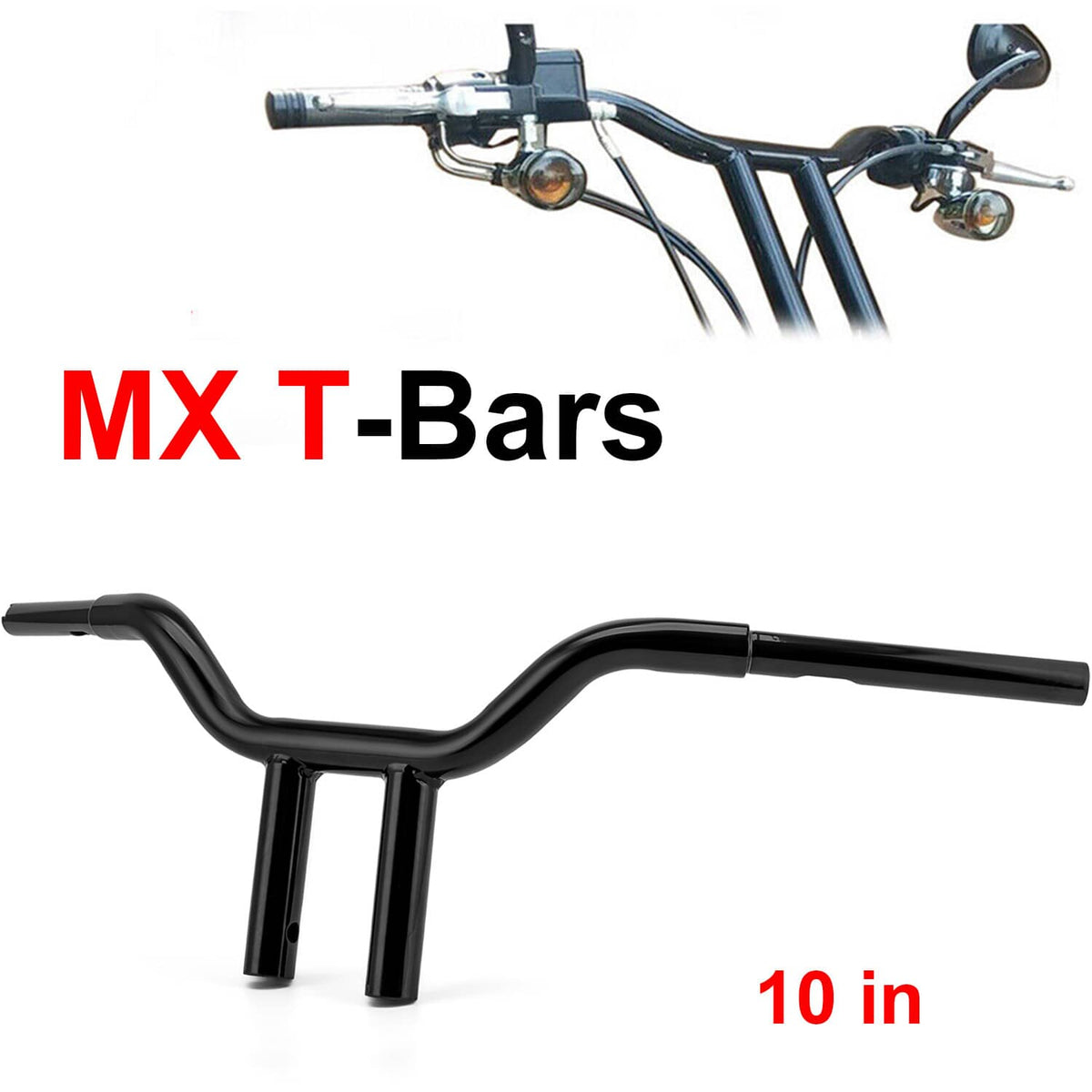 Solidspare Gloss Black 10" Lane Splitter MX-T Bars Handlebar For Harley Sportster 883 1200