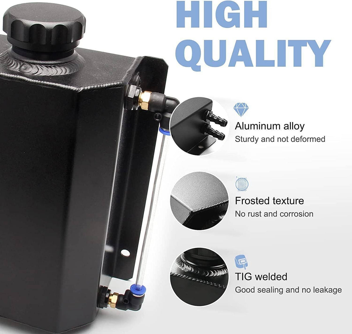 Solidspare Black 2L Radiator Coolant Overflow Water Bottle Expansion Reservoir Tank +Cap