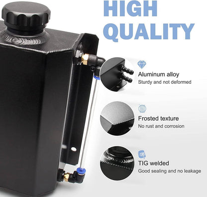 Solidspare Black 2L Radiator Coolant Overflow Water Bottle Expansion Reservoir Tank +Cap