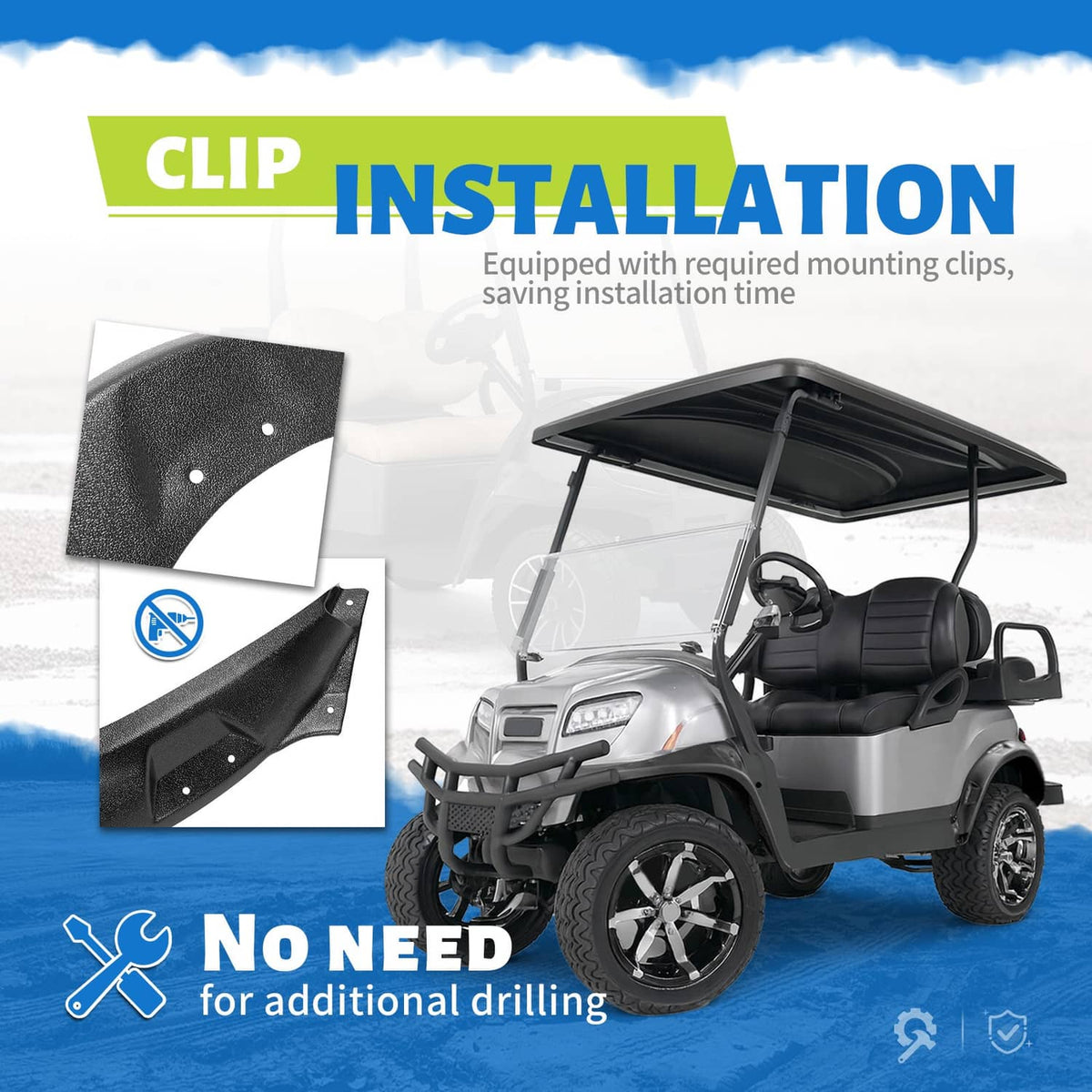Solidspare Fender Flares Kit for 2019-up Club Car Onward Complete Set of Four Front & Rear