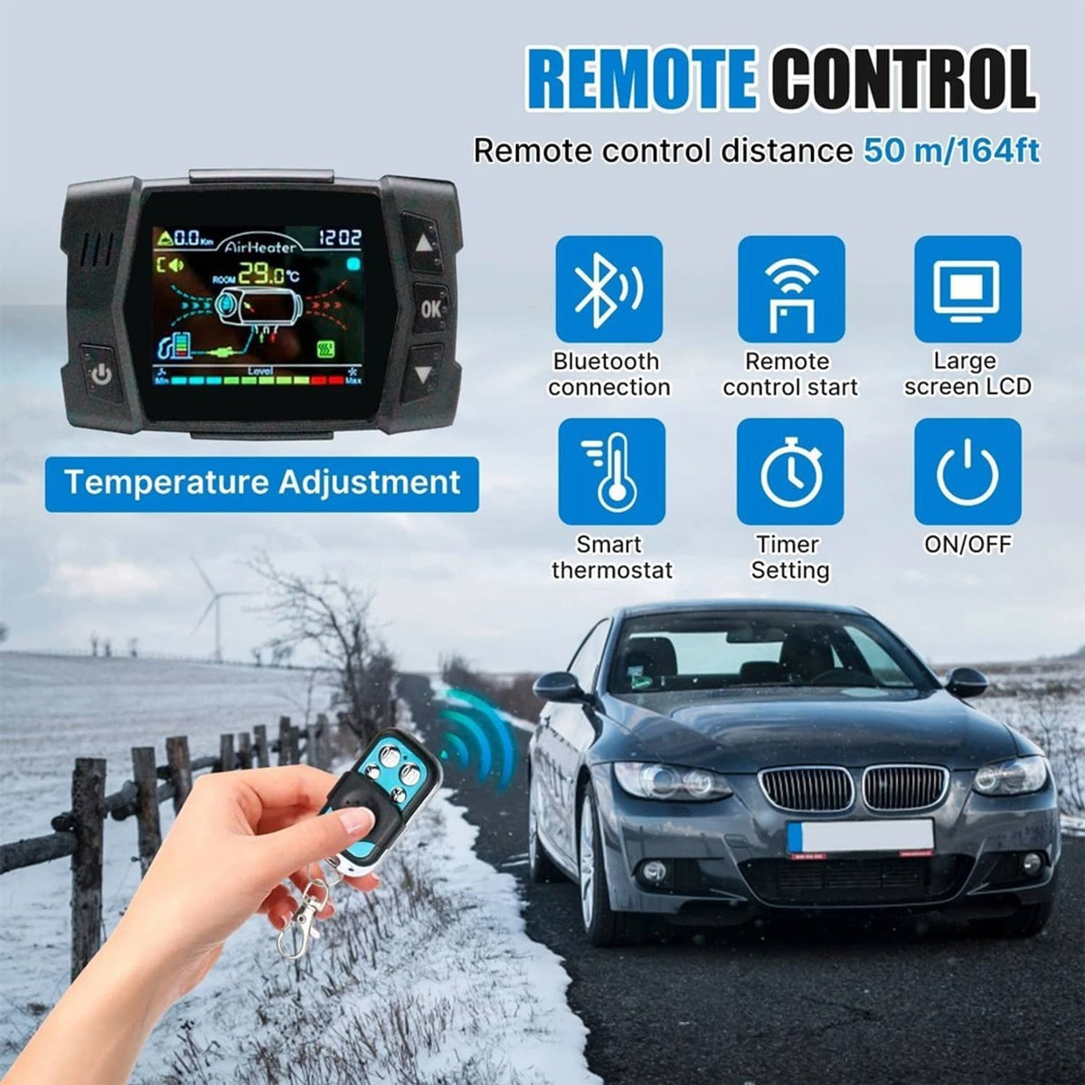 Solidspare 8KW Diesel Air Heater All in one 12V/24V 110V Bluetooth APP Remote Control Car