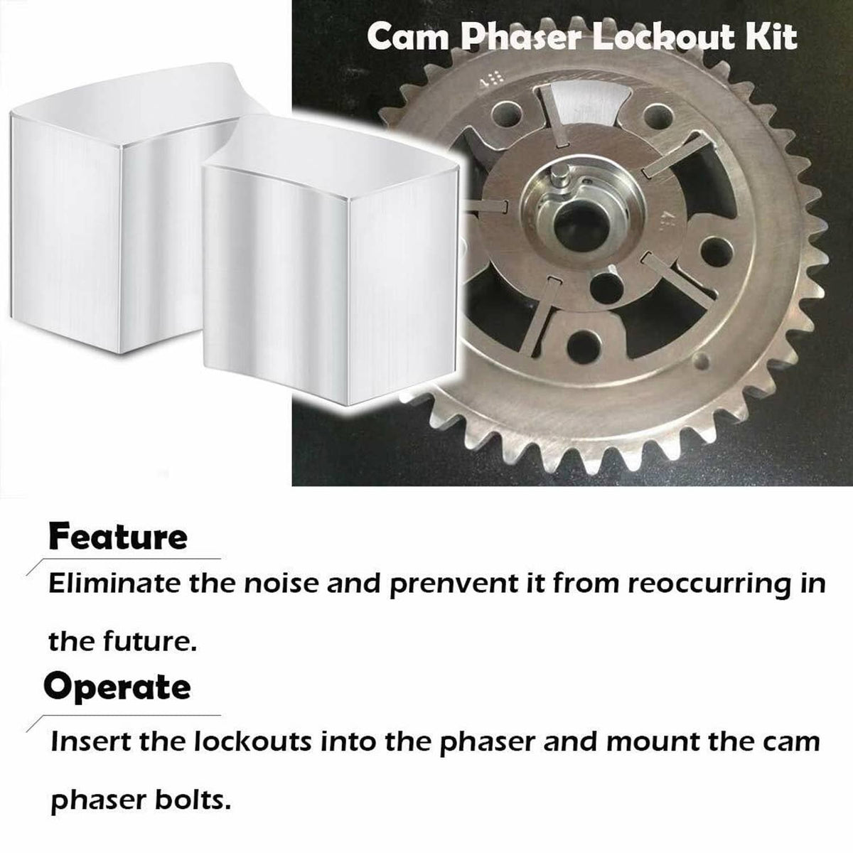 Solid Spare Cam Phaser Lock Out Kit, Camshaft Pulley Mounting Bolt and Timing Chain for Ford