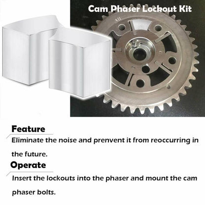 Solid Spare Cam Phaser Lock Out Kit, Camshaft Pulley Mounting Bolt and Timing Chain for Ford