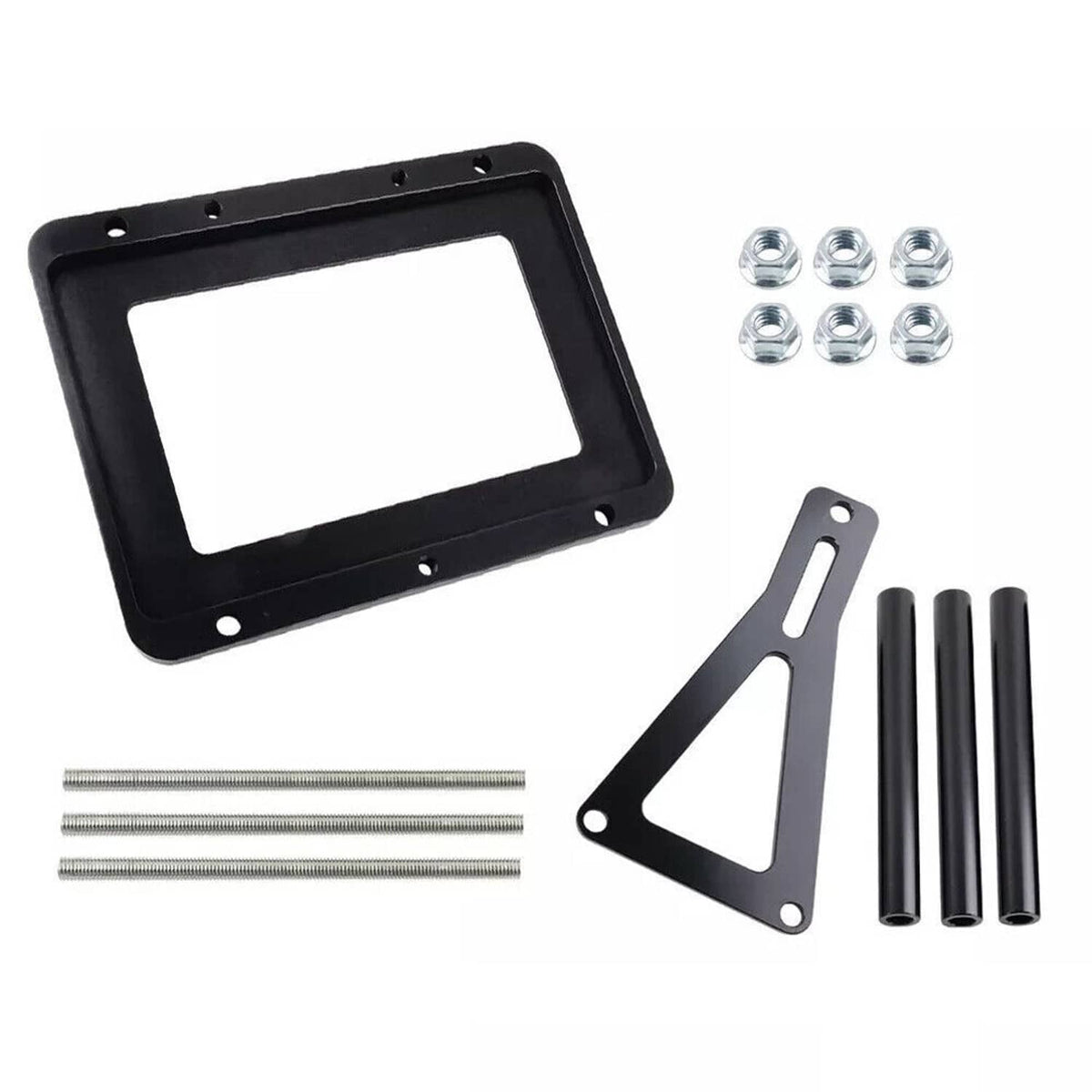 Solidspare Aluminum Billet Battery Tray Hold Down Trunk Relocation Box Racing Mount Black
