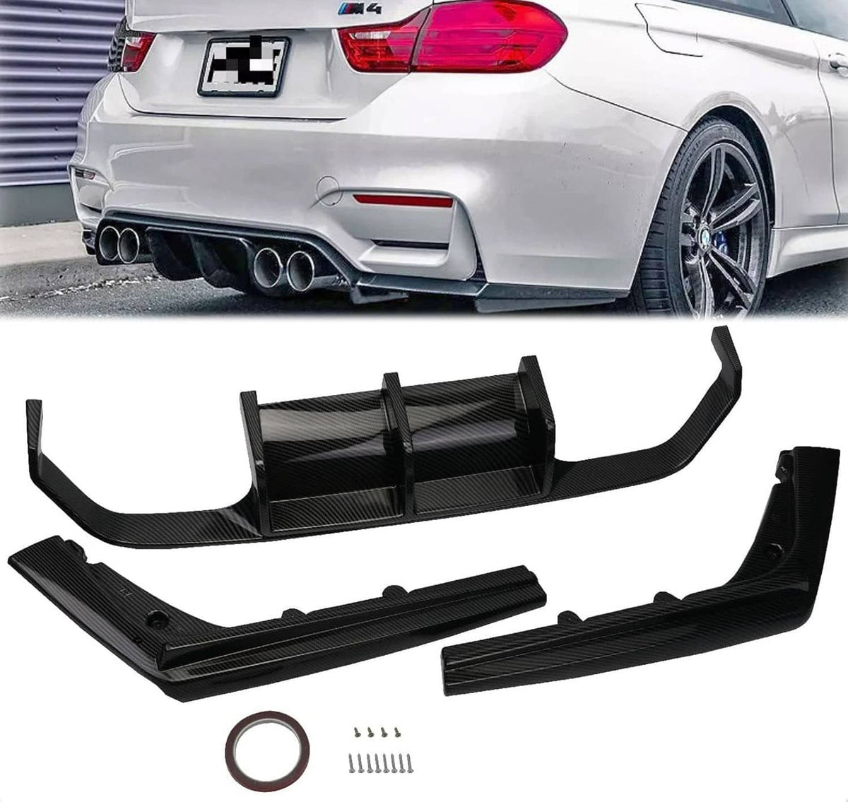 Solidspare Carbon Fiber Color Rear Bumper Diffuser Lip For 2015-2020 BMW F80 M3 F82 F83 M4